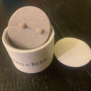 Never worn. Hillberg and Berk Rose Gold Sparkle Ball Earrings.